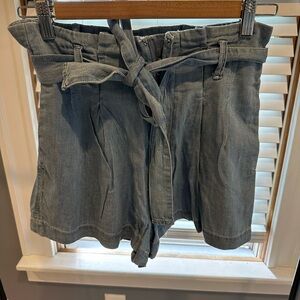 Belted A&F denim-look cotton shorts